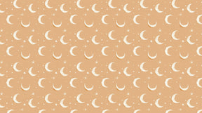 Detailed moon and stars mural wallpaper design pattern with orange background by Kids-Mundo