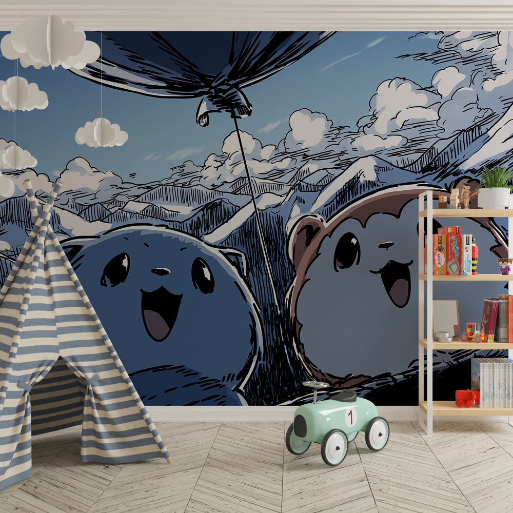 Mountain peaks mural wallpaper transforming children's playroom into adventure zone