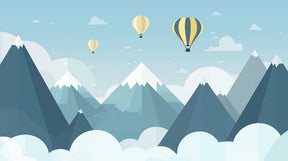 Detailed mountain hot air balloon mural wallpaper design pattern by Kids-Mundo