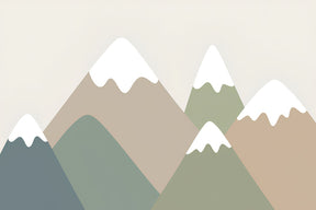 Detailed gentle mountain mural wallpaper design pattern with snow-capped peaks by Kids-Mundo