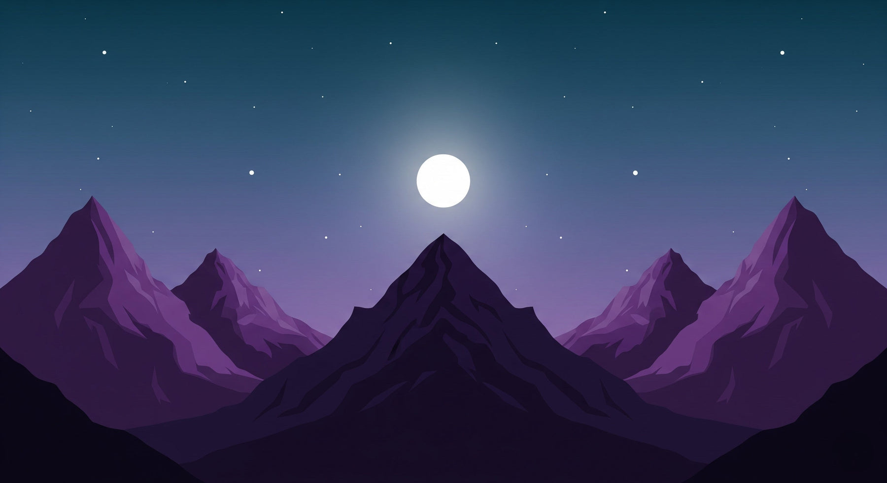 Detailed moonlit mountain mural wallpaper design pattern with stars by Kids-Mundo