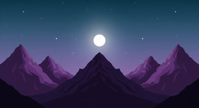 Detailed moonlit mountain mural wallpaper design pattern with stars by Kids-Mundo