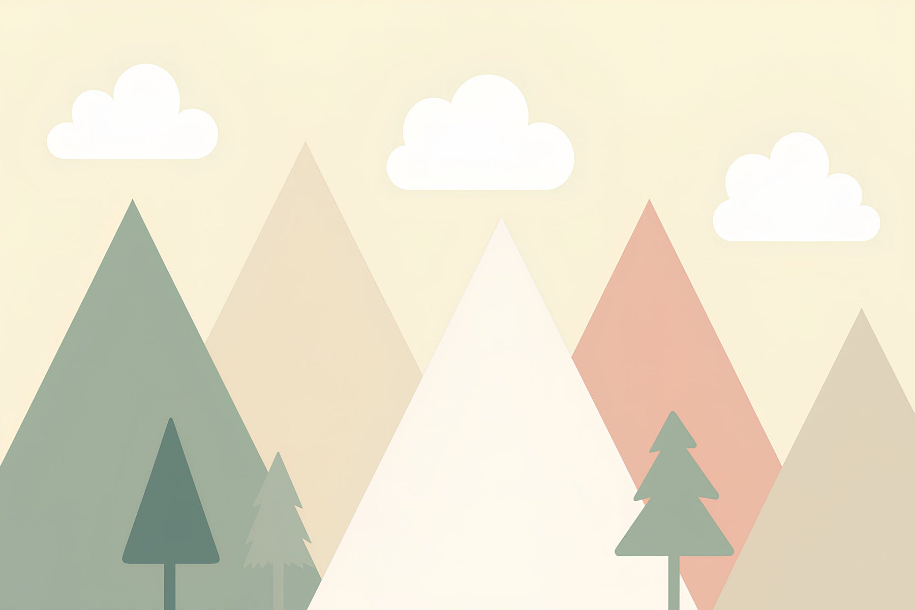 Detailed pastel mountain and clouds mural wallpaper design pattern by Kids-Mundo