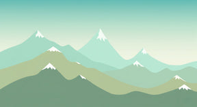 Detailed mountain mural wallpaper design pattern showing gentle peaks and clouds by Kids-Mundo