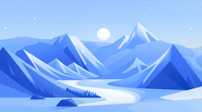 Detailed blue mountain and river mural wallpaper design pattern with moon by Kids-Mundo