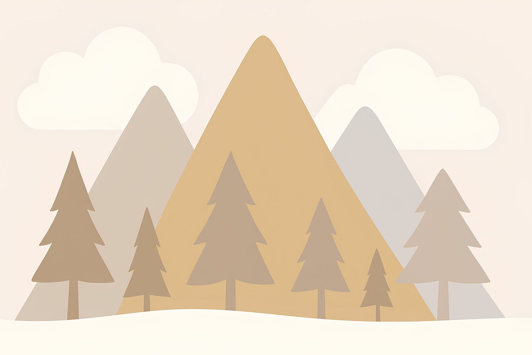 Detailed mountain peaks and clouds mural wallpaper design pattern by Kids-Mundo