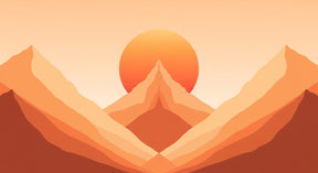 Detailed mountain sunset mural wallpaper design pattern showing orange gradient peaks and golden sun by Kids-Mundo