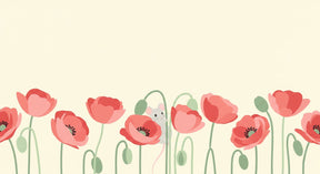 Detailed mouse and pink poppies mural wallpaper design pattern by Kids-Mundo
