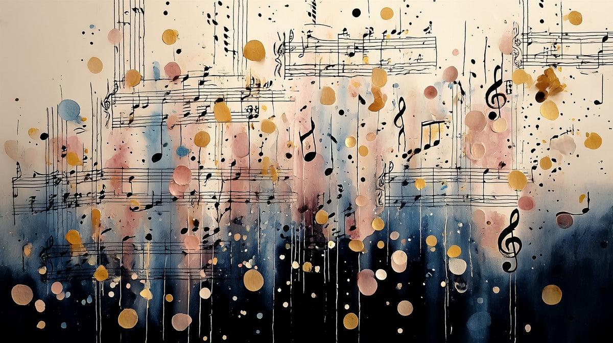 Colourful Musical Notes Watercolour Wall Mural