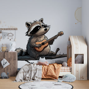 Animal musician wallpaper transforming children's playroom into musical space