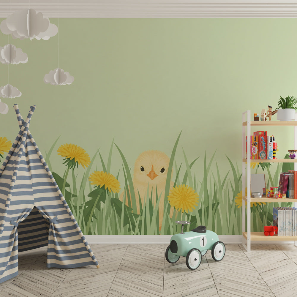 Nature farm animals wallpaper transforming children's room with spring meadow theme