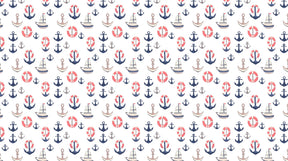 Detailed nautical mural wallpaper design pattern with boats and anchors by Kids-Mundo