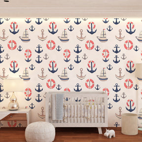Marine wallpaper transforming children's playroom into ocean adventure space