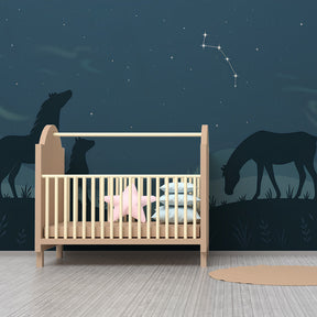 Children's night sky wallpaper with animals creating dreamy bedtime atmosphere by Kids-Mundo