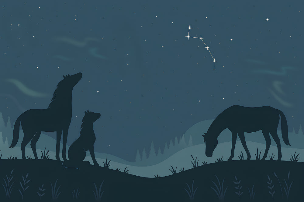Detailed night animals starry sky mural wallpaper design pattern by Kids-Mundo