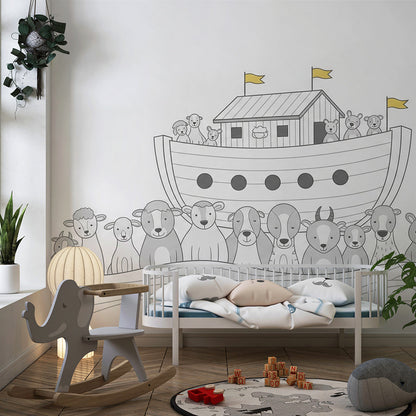 Kids-Mundo Noah's Ark wall mural adding gentle storytelling to a cosy playroom
