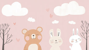 Detailed pastel animal and cloud mural wallpaper design pattern by Kids-Mundo