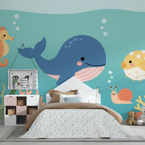 Underwater adventure mural wallpaper transforming children's bedroom into marine paradise by Kids-Mundo