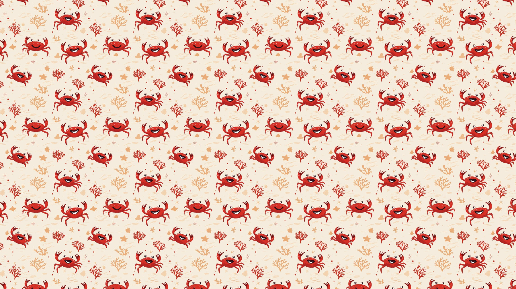 Detailed ocean crab and coral reef mural wallpaper design pattern by Kids-Mundo showing marine motifs