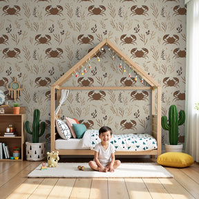 Ocean crab mural wallpaper creating serene underwater themed nursery by Kids-Mundo