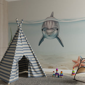 Underwater dolphin wallpaper transforming children's bedroom into marine sanctuary