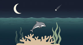 Detailed ocean dolphin mural wallpaper design pattern with coral and stars by Kids-Mundo