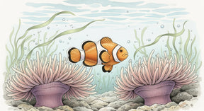 Detailed ocean fish mural wallpaper design pattern showing clownfish and sea anemones by Kids-Mundo