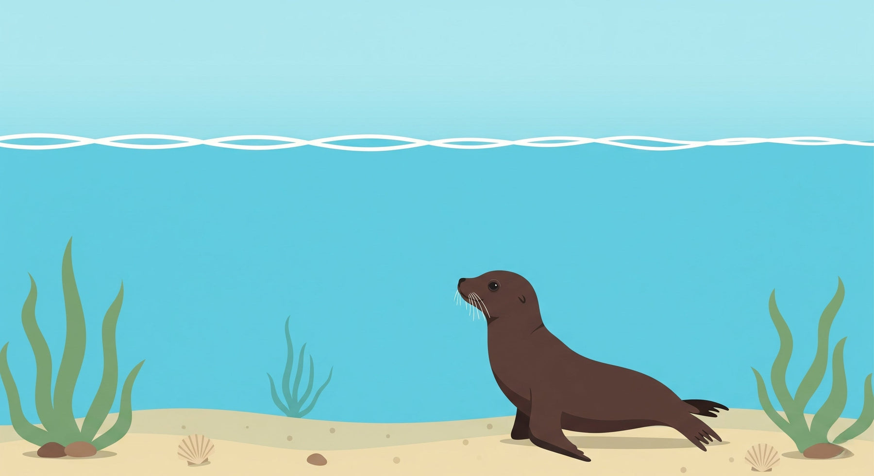 Detailed ocean otter underwater mural wallpaper design pattern with marine elements by Kids-Mundo