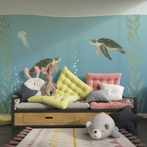 Underwater adventure mural wallpaper transforming kids playroom into ocean paradise