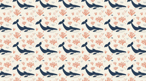 Detailed ocean whale and coral mural wallpaper design pattern showing sea life illustrations by Kids-Mundo