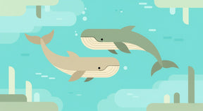 Detailed ocean whale mural wallpaper design pattern showing marine life illustration by Kids-Mundo