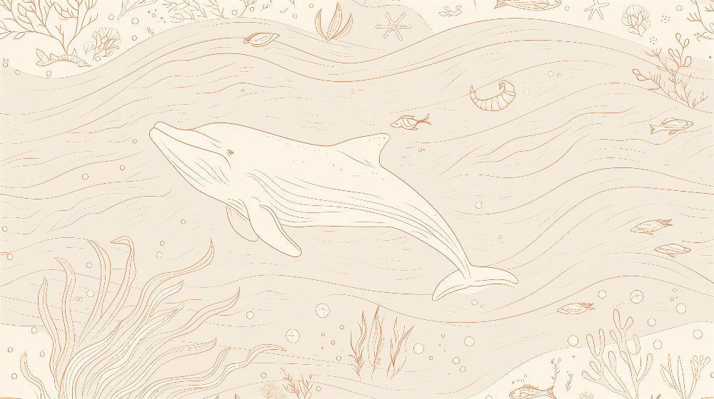 Detailed ocean whale mural wallpaper design pattern with corals and sea creatures by Kids-Mundo