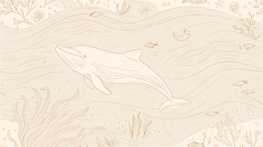 Detailed ocean whale mural wallpaper design pattern with corals and sea creatures by Kids-Mundo
