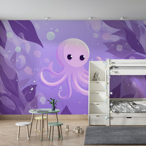 Underwater octopus mural wallpaper transforming kids playroom into marine adventure space