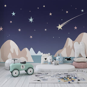 Marine animal wallpaper creating magical ocean atmosphere in children's playroom