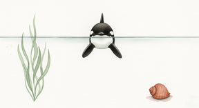 Detailed orca whale and marine life mural wallpaper design pattern by Kids-Mundo