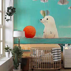Colorful otter animal wallpaper transforming children's playroom into magical space by Kids-Mundo