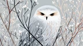Detailed mystical owl mural wallpaper design pattern showing nature elements by Kids-Mundo