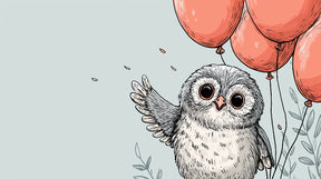 Detailed owl with pink balloons mural wallpaper design pattern by Kids-Mundo