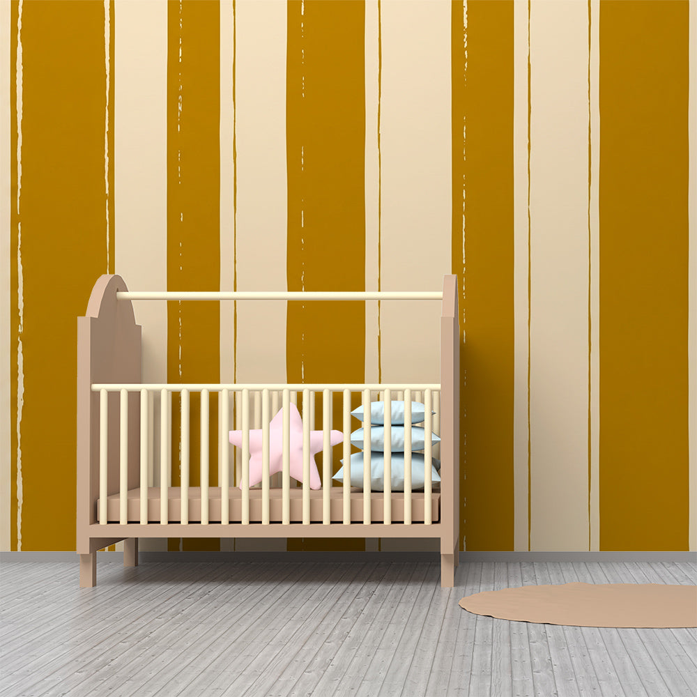 Kids-Mundo bold stripe mural covering a feature wall in a kids bedroom