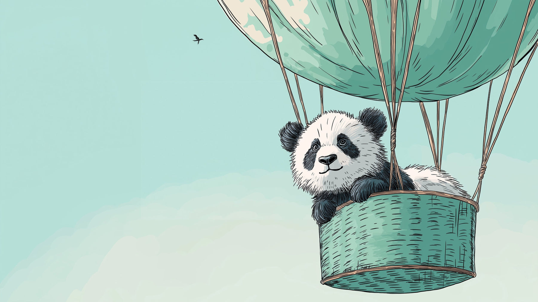 Detailed panda hot air balloon mural wallpaper design pattern by Kids-Mundo