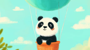Detailed panda hot air balloon mural wallpaper design pattern by Kids-Mundo