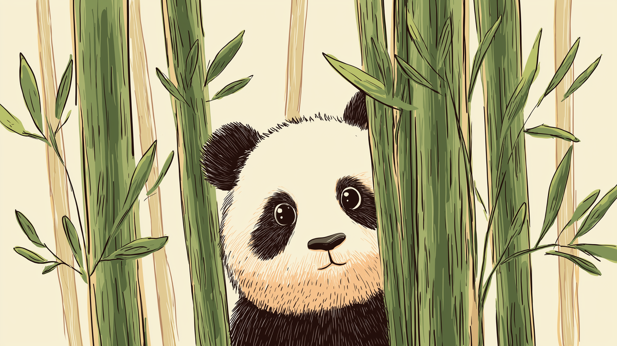 Curious Panda in Bamboo Forest Wall Mural