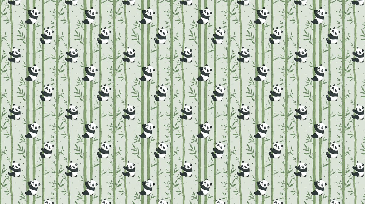 Playful Pandas and Bamboo Pattern Wall Mural