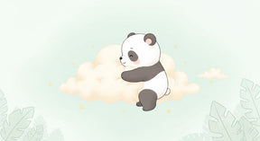 Detailed panda cloud mural wallpaper design pattern with stars and pastel colors by Kids-Mundo