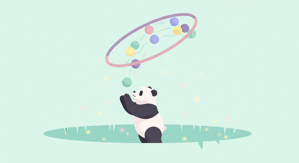 Panda Playing with a Hoop and Bubbles Wall Mural