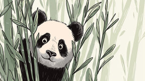Detailed panda jungle mural wallpaper design pattern with bamboo and foliage by Kids-Mundo