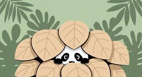 Detailed panda jungle mural wallpaper design pattern with tropical leaves and playful animal by Kids-Mundo