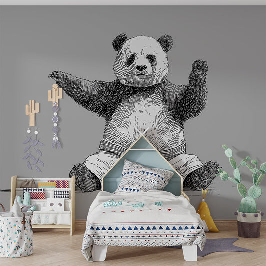 Kids-Mundo panda in karate gi wall mural covering a feature wall in a child's bedroom