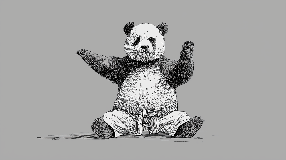 Panda in Karate Gi Wall Mural